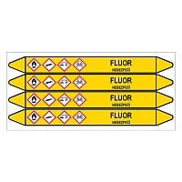 Značení potrubí, fluor,4 ks, 250 × 26 mm